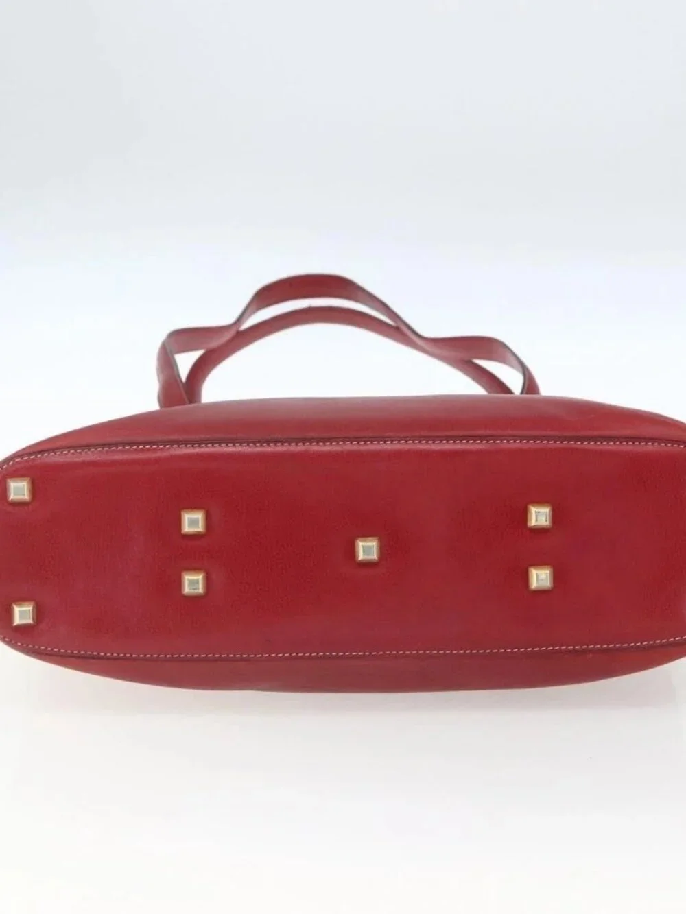 Salvatore Ferragamo Shoulder Bag Leather Red Gold Auth 162152